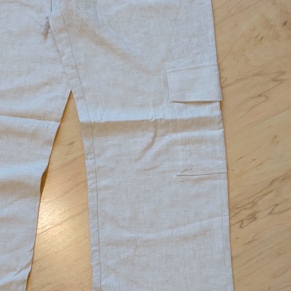 ICHI Ihdaley Tan Linen Cargo Pants Trousers 36 S - Picture 8 of 16